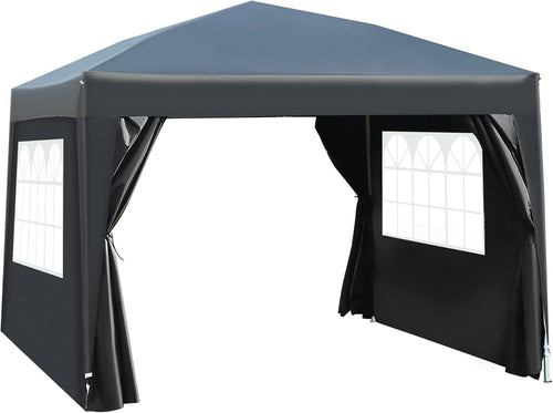 3x3m Pop Up Gazebo Garden Party Tent Waterproof w/ Sidewalls Black