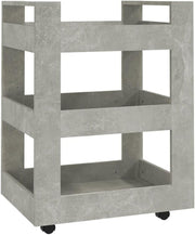 Concrete Grey Rolling Kitchen Trolley 3 Shelf Storage Cart