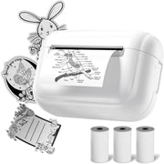 Mini Thermal Sticker Printer White Bluetooth Portable w/ 3 Paper Rolls
