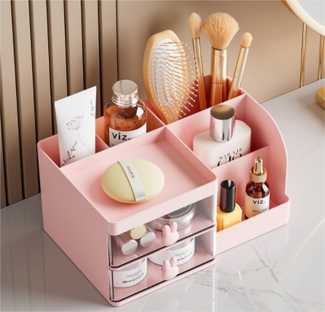 Desk Organizer 2-Drawer Desktop Storage Holder for Office & Home