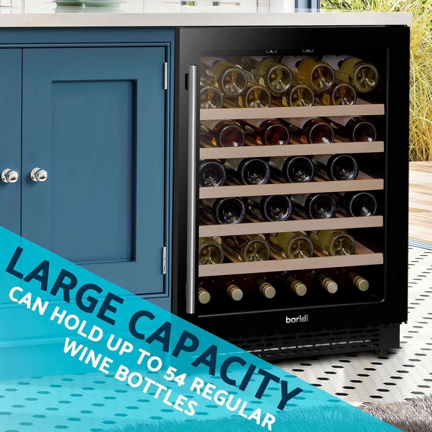 54 Bottle Wine Cooler Fridge Digital Touch Control Large Capacity Freestanding