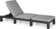 Rattan Effect Reclining Sun Lounger with Cushion Grey 4-Position Garden Chair