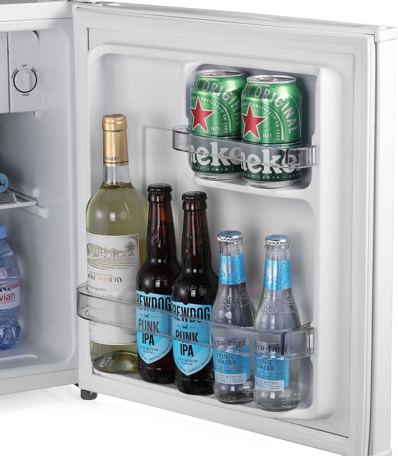 45L Mini Fridge Tabletop Lock & Key Low Noise White