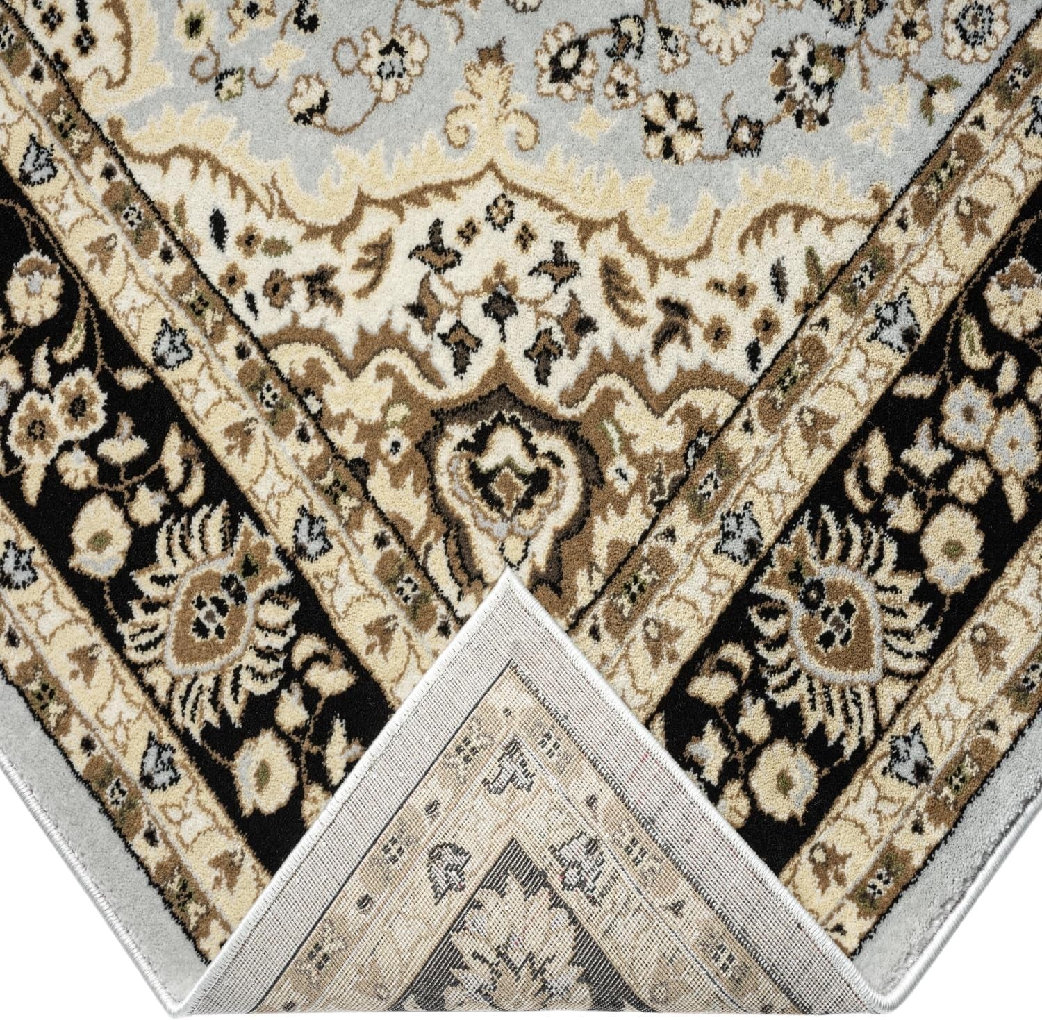 Grey Traditional Area Rug 120x170cm Soft High Pile Non Slip Living Room Carpet