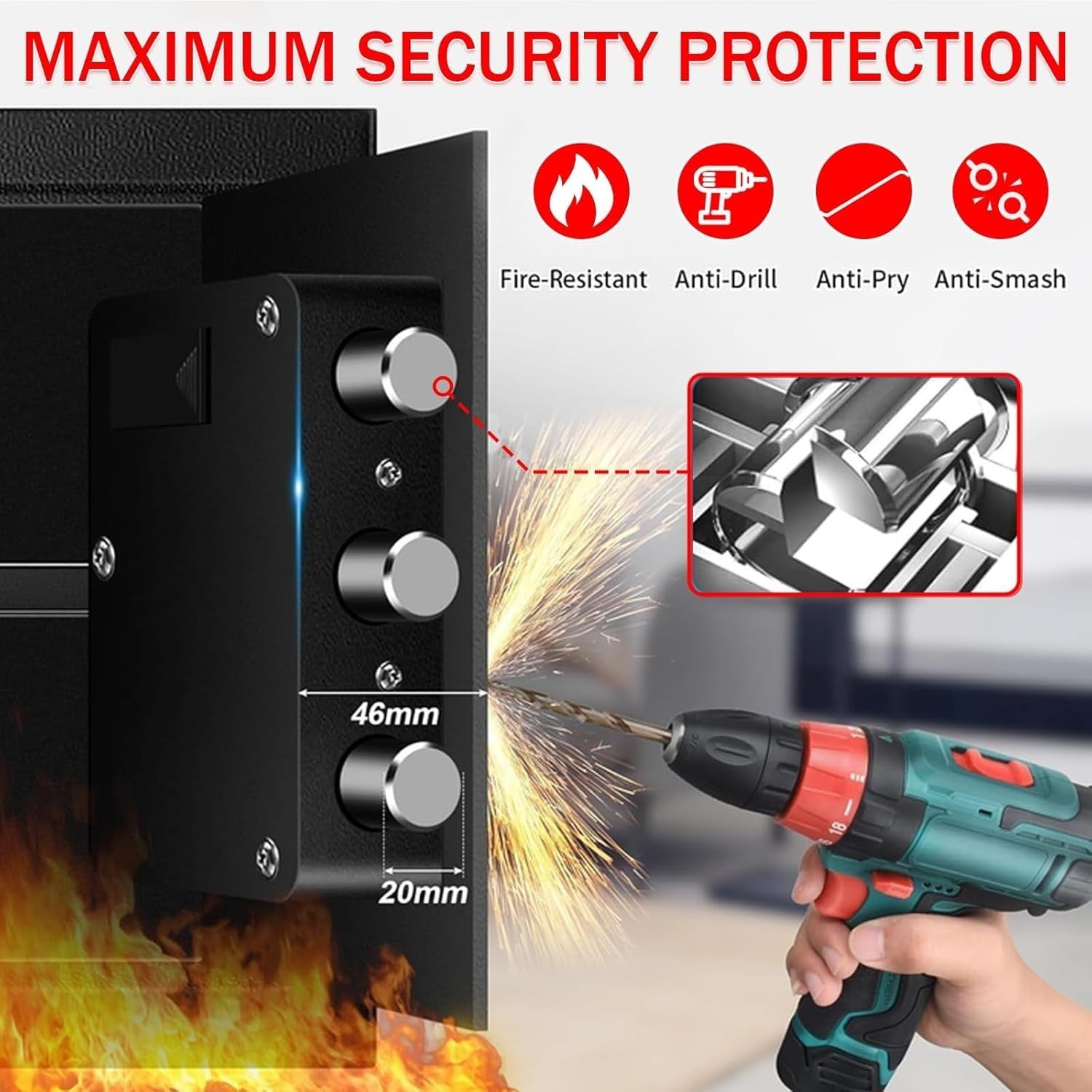 1.3 Cu Ft Fireproof Safe Box Digital Keypad Cash Document Security