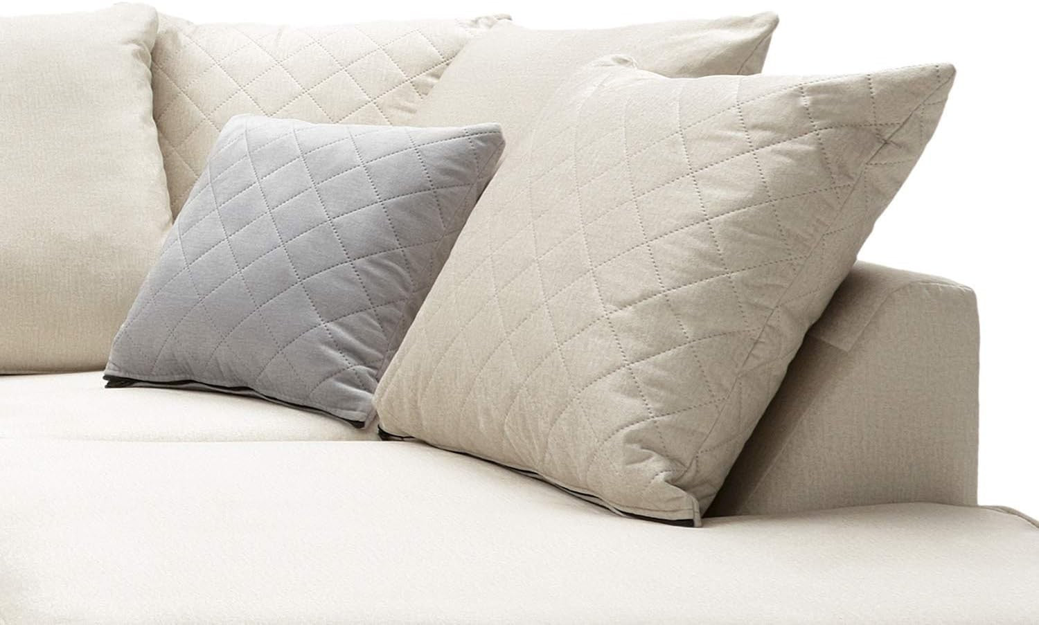 Cream Right Hand L Shape Corner Sofa Velvet Water-Repellent Modern Comfort
