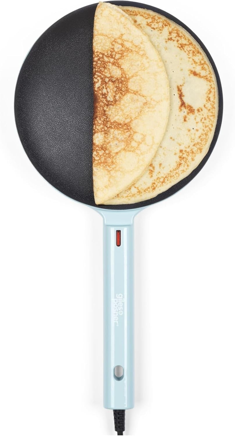 600W Handheld Pancake Crepe Maker 20cm Non-Stick Plate with Tray Blue