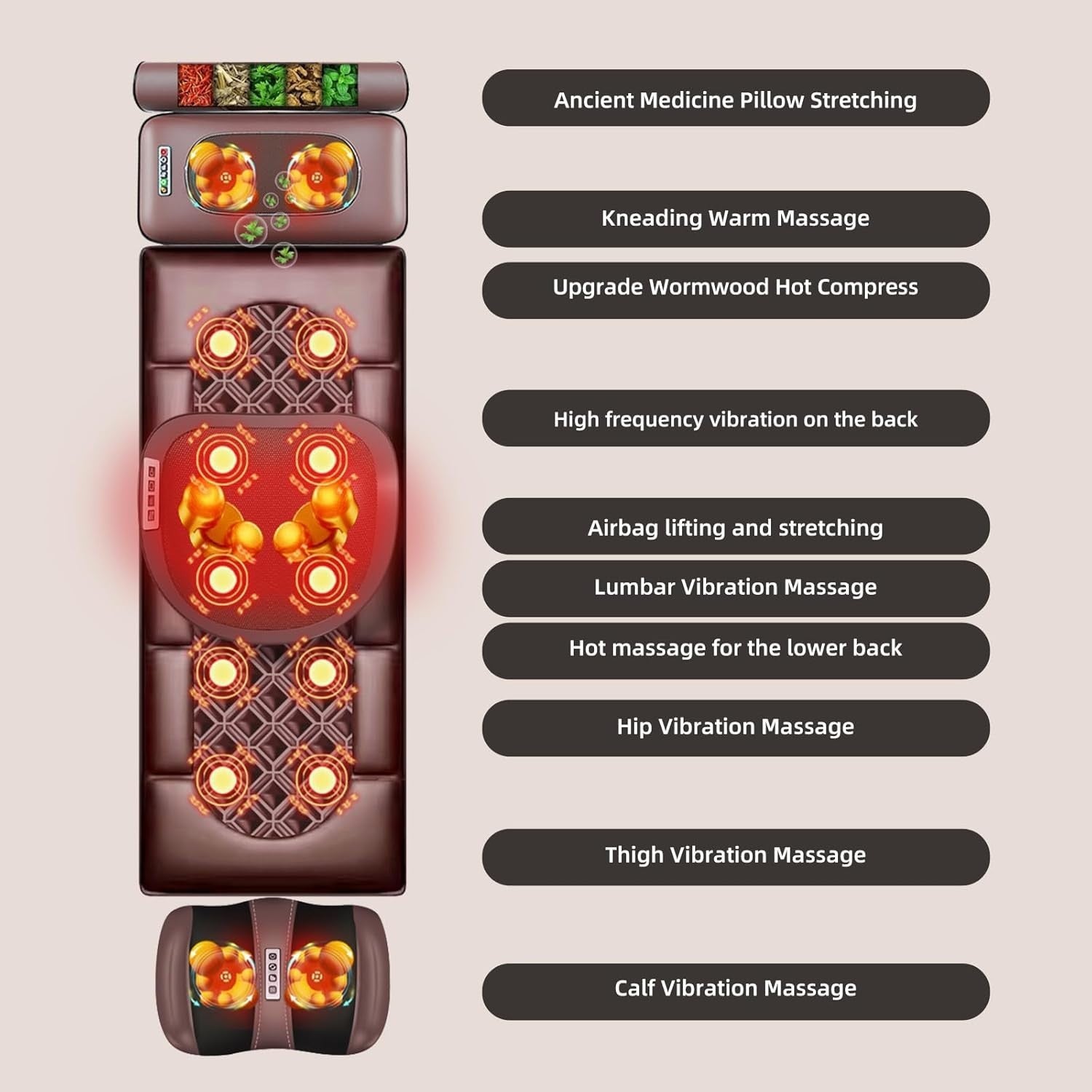 Full Body Electric Massage Mat with Heat Shiatsu Neck Back Foot Relaxation