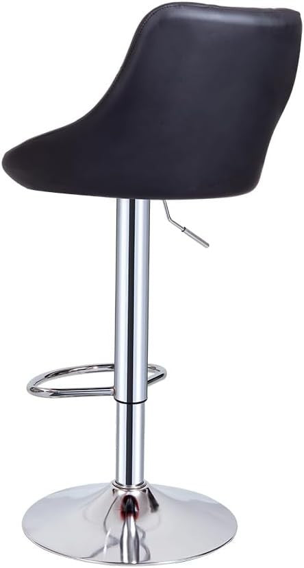 Pair of Adjustable Swivel Bar Stools in Black with Rectangular Design