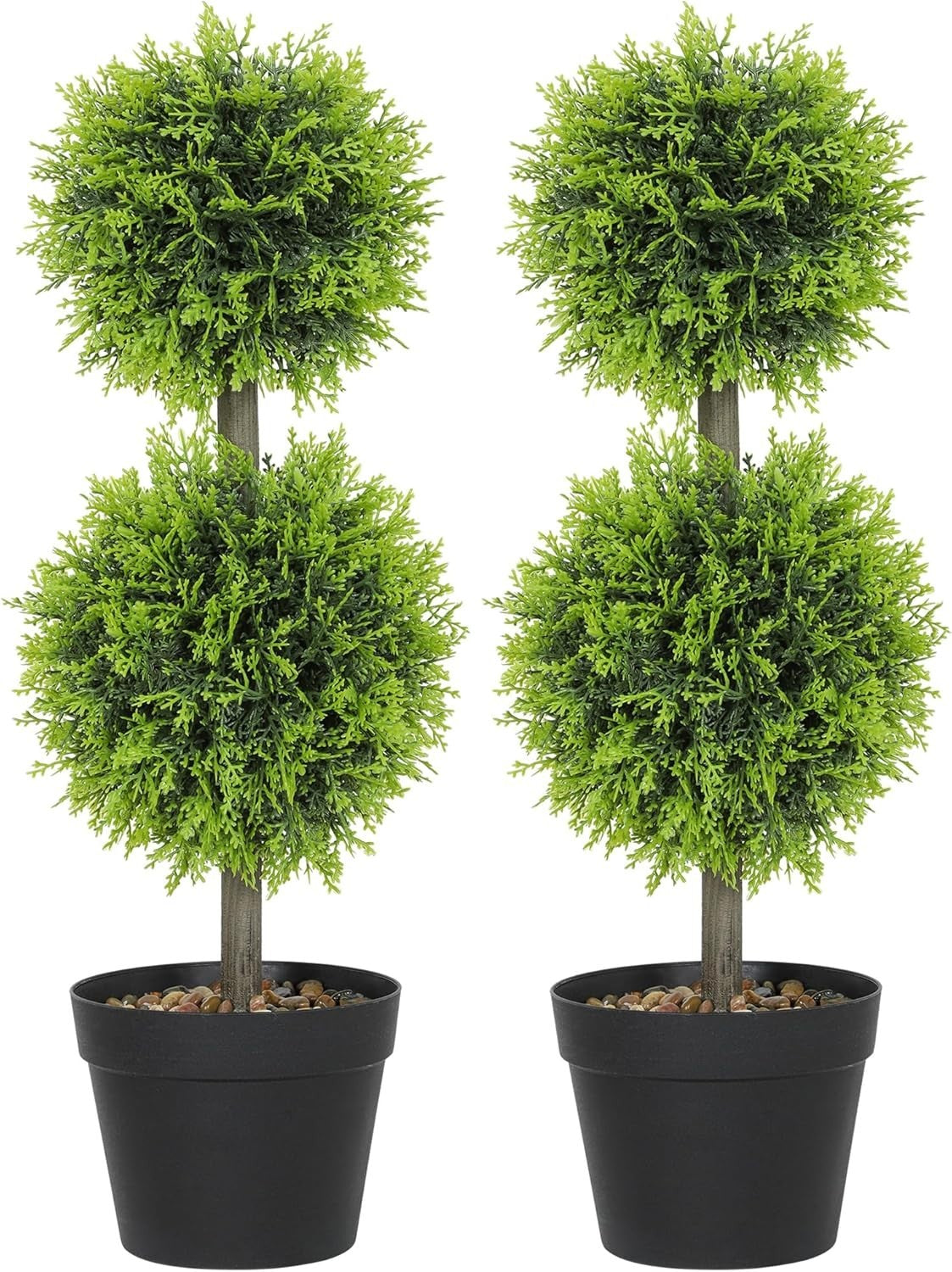 Set of 2 Faux Cypress Topiary Ball Trees 60cm iWeighted Pot Indoor Outdoor Decor
