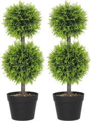 Set of 2 Faux Cypress Topiary Ball Trees 60cm iWeighted Pot Indoor Outdoor Decor