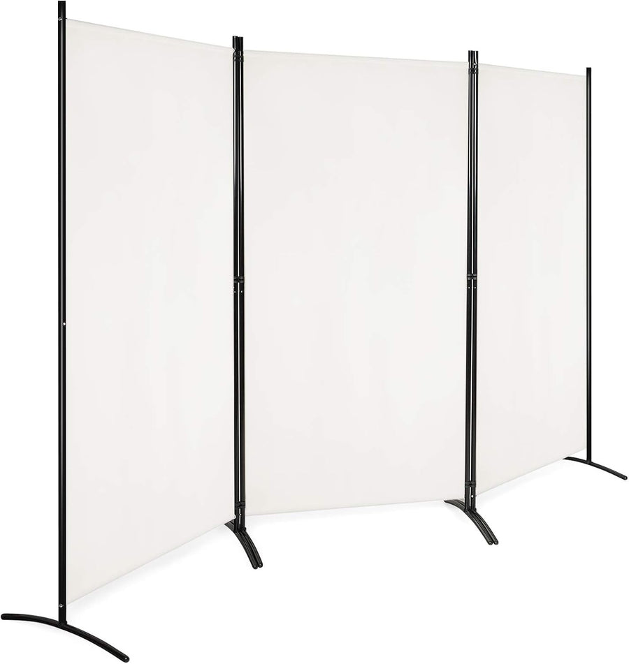 3 Panel Beige Folding Room Divider Privacy Screen Partition for Home Office Bedr