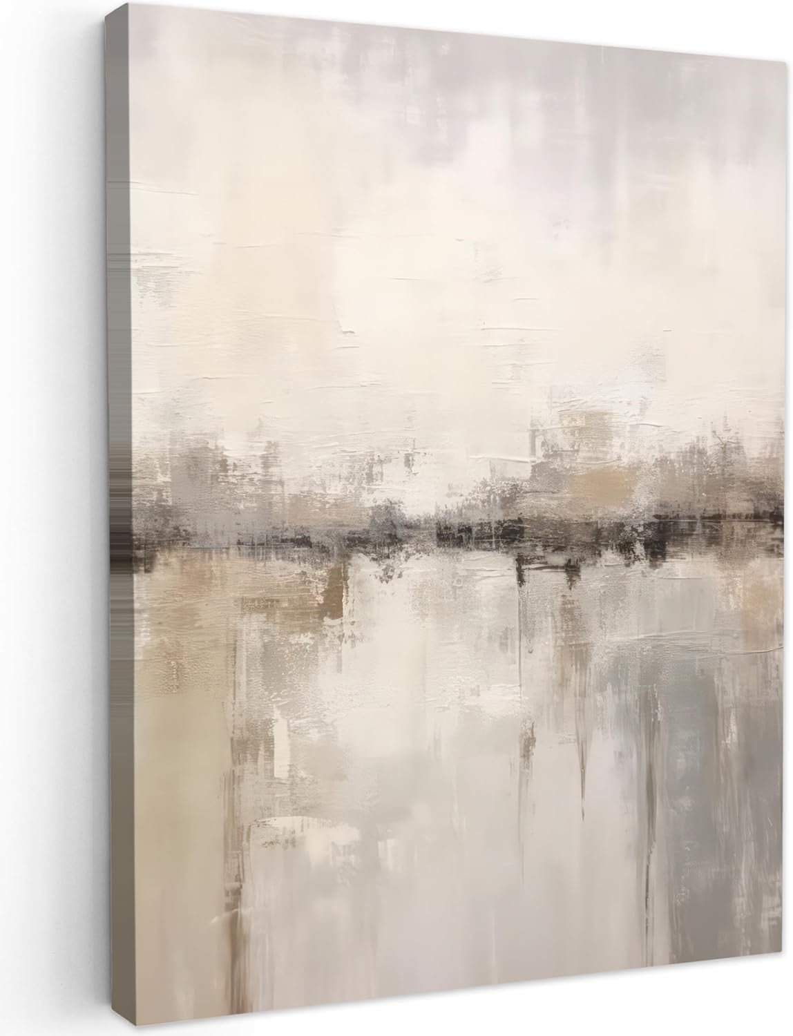 Beige Abstract Canvas Wall Art 50x70cm Framed Modern
