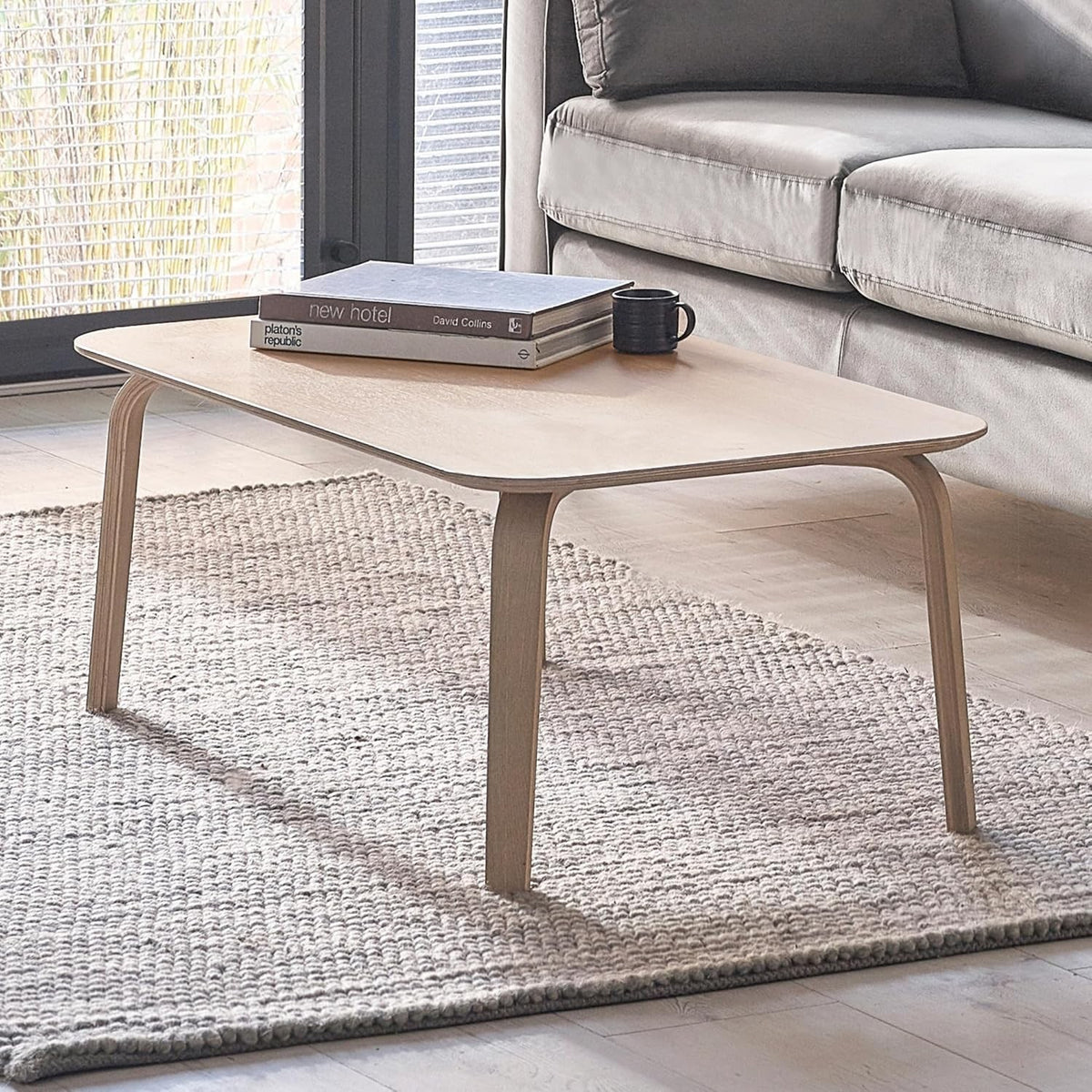 Rectangular Oak Coffee Table, Scandinavian Style, Beige 100x60x40cm