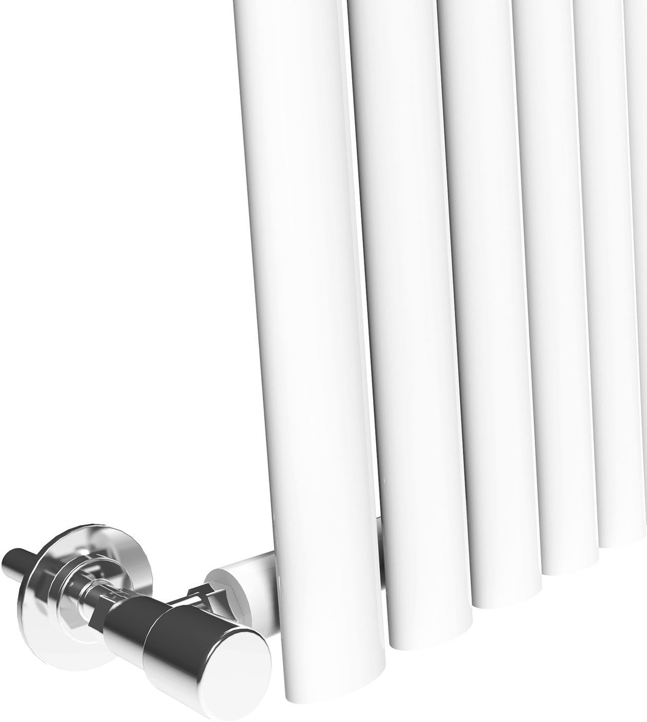 1600x480mm White Vertical Single Panel Oval Column Radiator Heater