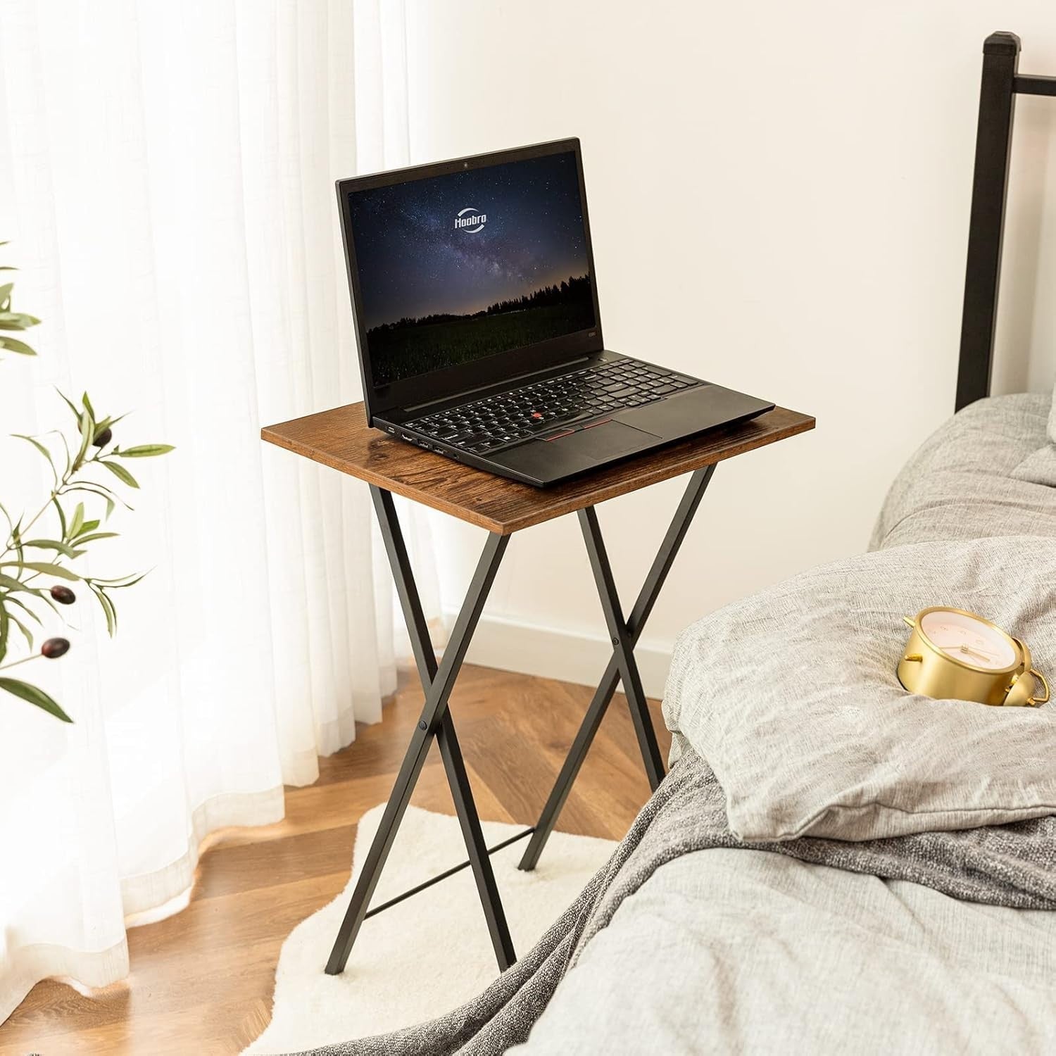 Folding Side Tables Set of 2 – Space-Saving TV Tray Snack Laptop Tables