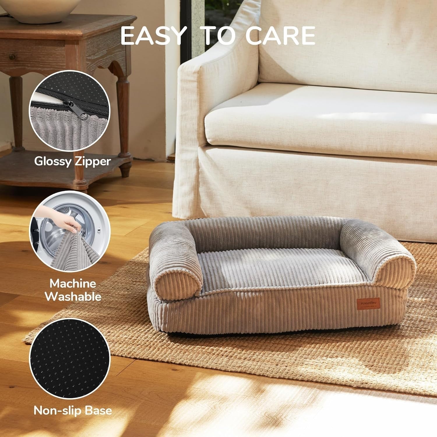 Corduroy Dog Cat Couch Bed Washable Waterproof Pet Sofa Medium