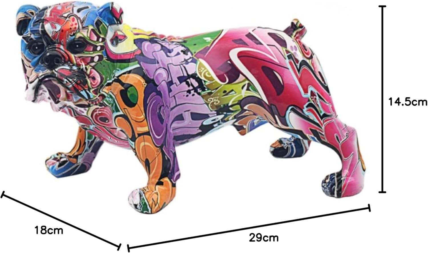 Colourful Graffiti Bulldog Figurine Large Resin Ornament Modern Art Home Decor