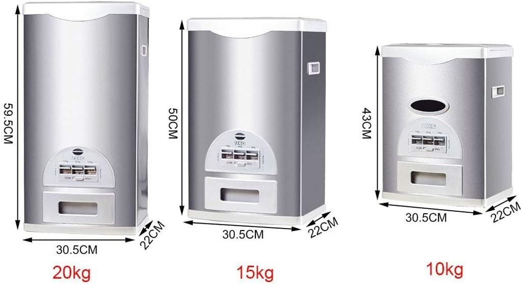 10KG Stainless Steel Rice Dispenser Moisture Proof Cereal Storage Bin
