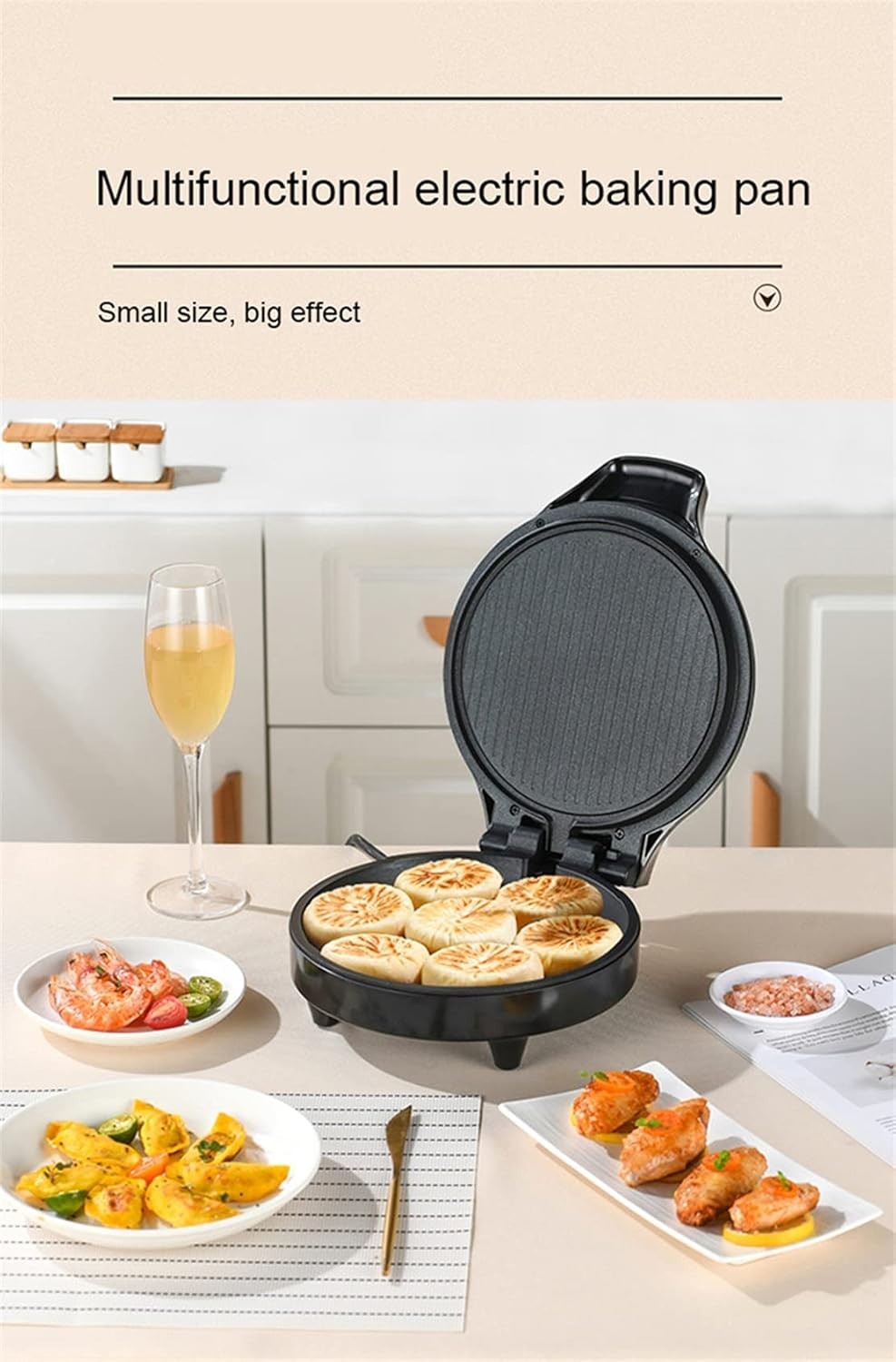 Electric Double-Sided Crepe Maker Pan NonStick Pancake Griddle Fast Even Heating