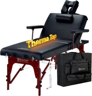 79cm Heated Portable Massage Table Memory Foam Folding Spa Beauty Bed Black
