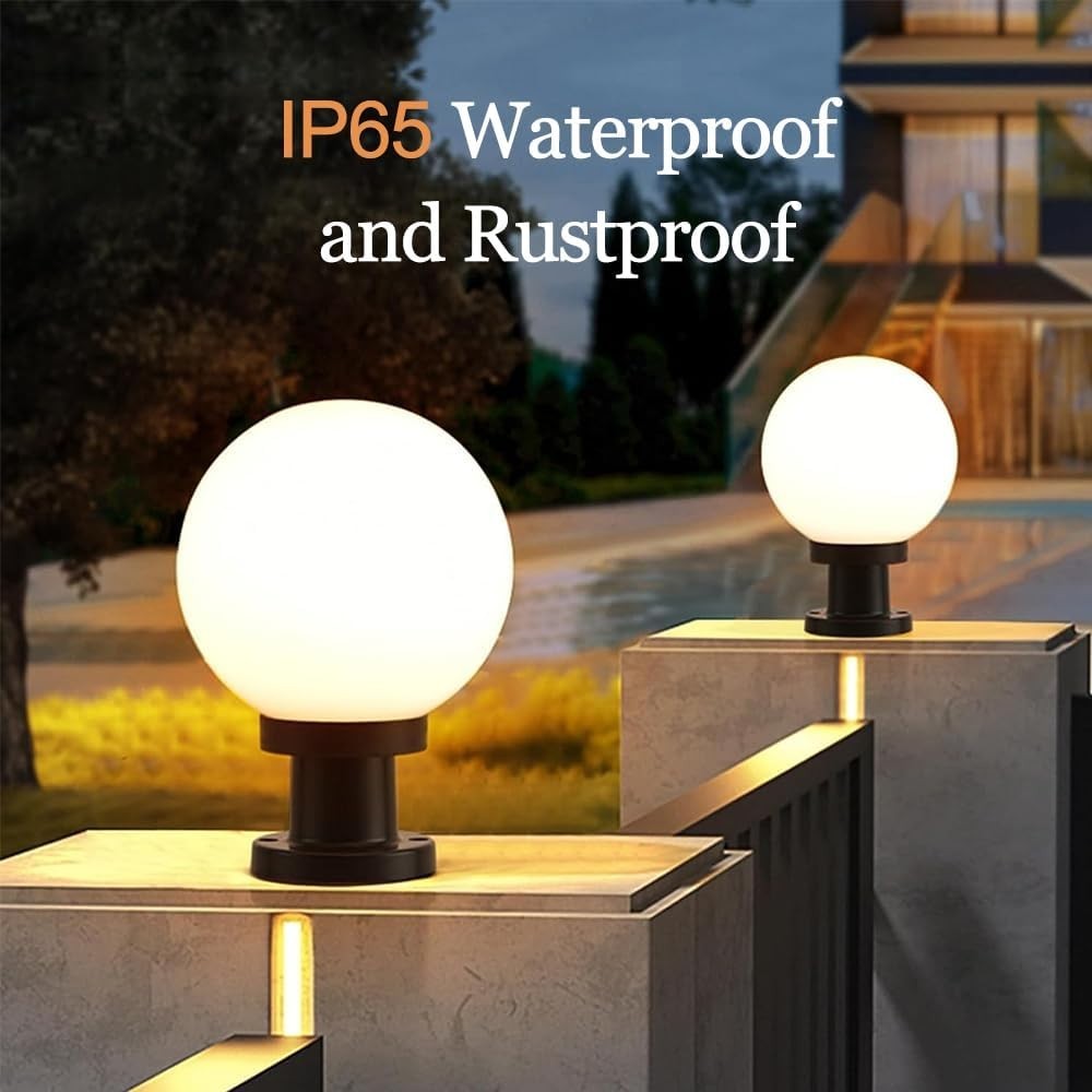 IP65 Outdoor Garden Post Light – Modern Globe E27 Pillar Lamp