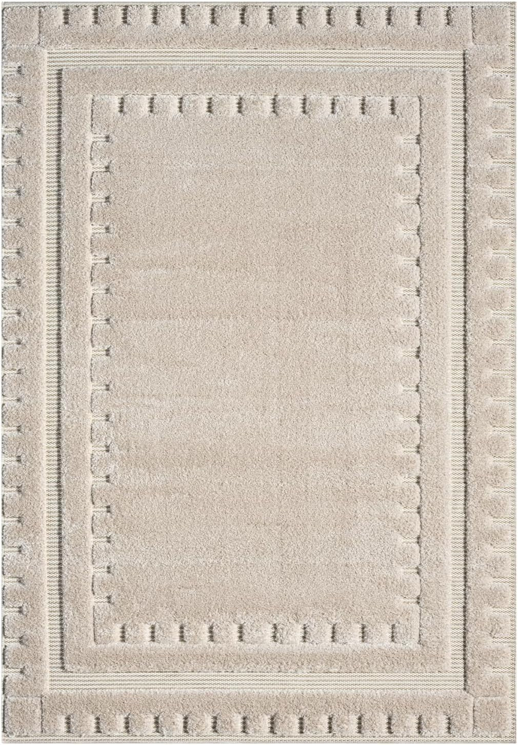 Beige Large Area Rug 200x290cm Washable Non Slip Soft Indoor Living Room Carpet