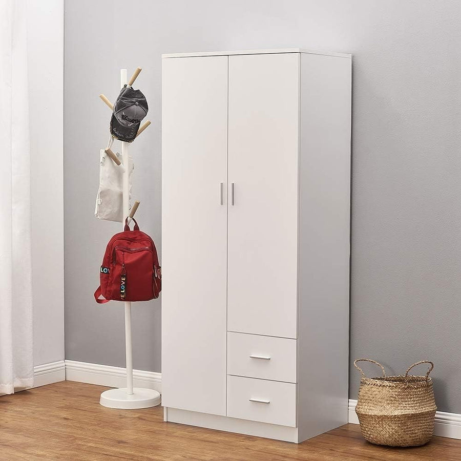 Modern 2 Door Wardrobe with Drawers & Shelf | Durable Bedroom Storage Unit