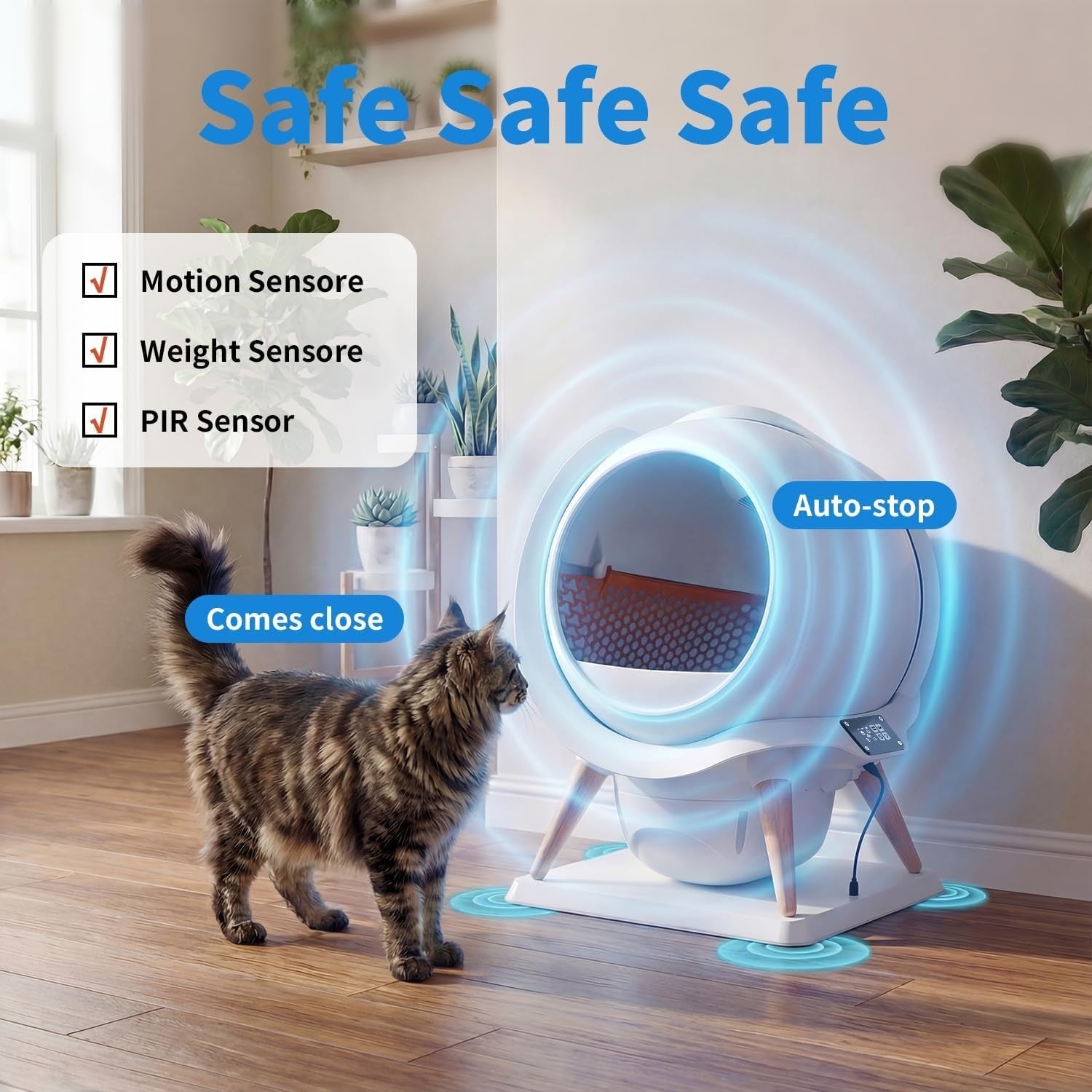 Automatic Self Cleaning Cat Litter Box Smart App Control Waterproof XL