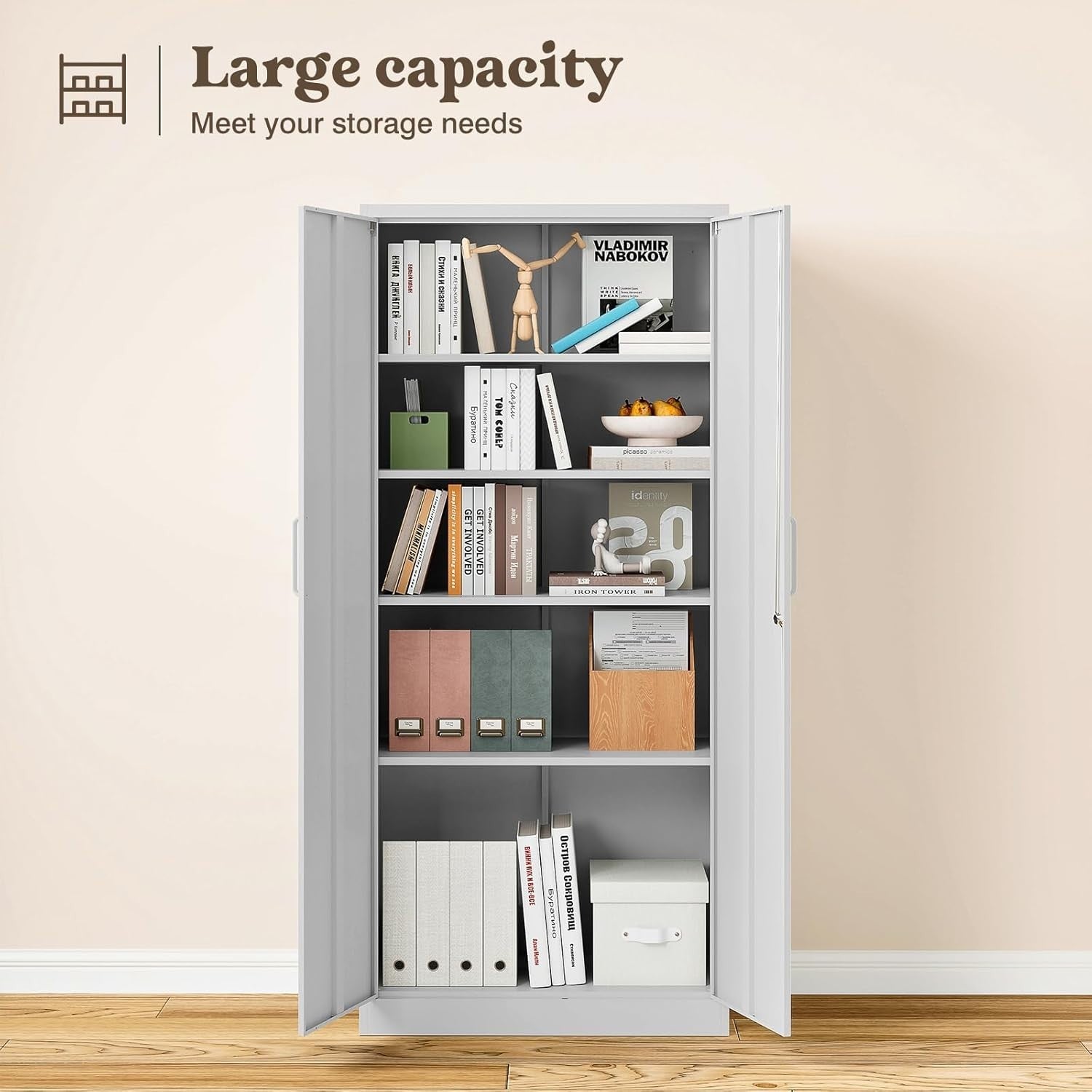 Heavy Duty Lockable Metal Garage Storage Cabinet with Adjustable Shelves