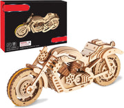 3D Wooden Motorcycle Puzzle Model Kit - DIY STEM Craft, Educational Gift 14+
