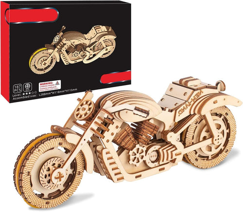 3D Wooden Motorcycle Puzzle Model Kit - DIY STEM Craft, Educational Gift 14+