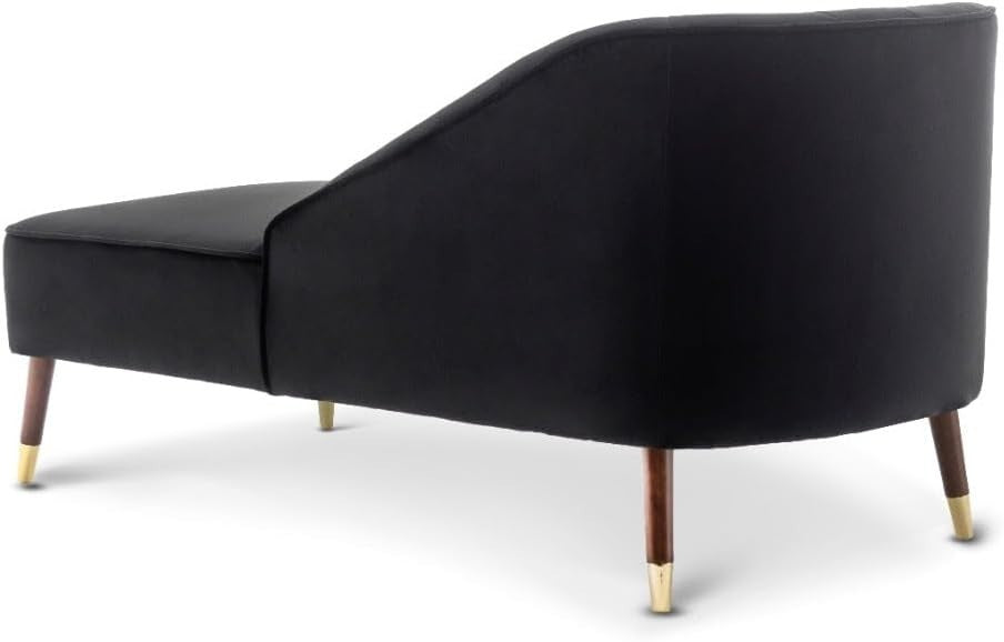 Modern Black Velvet Tufted Right Hand Chaise Lounge Chair Bedroom 160cm
