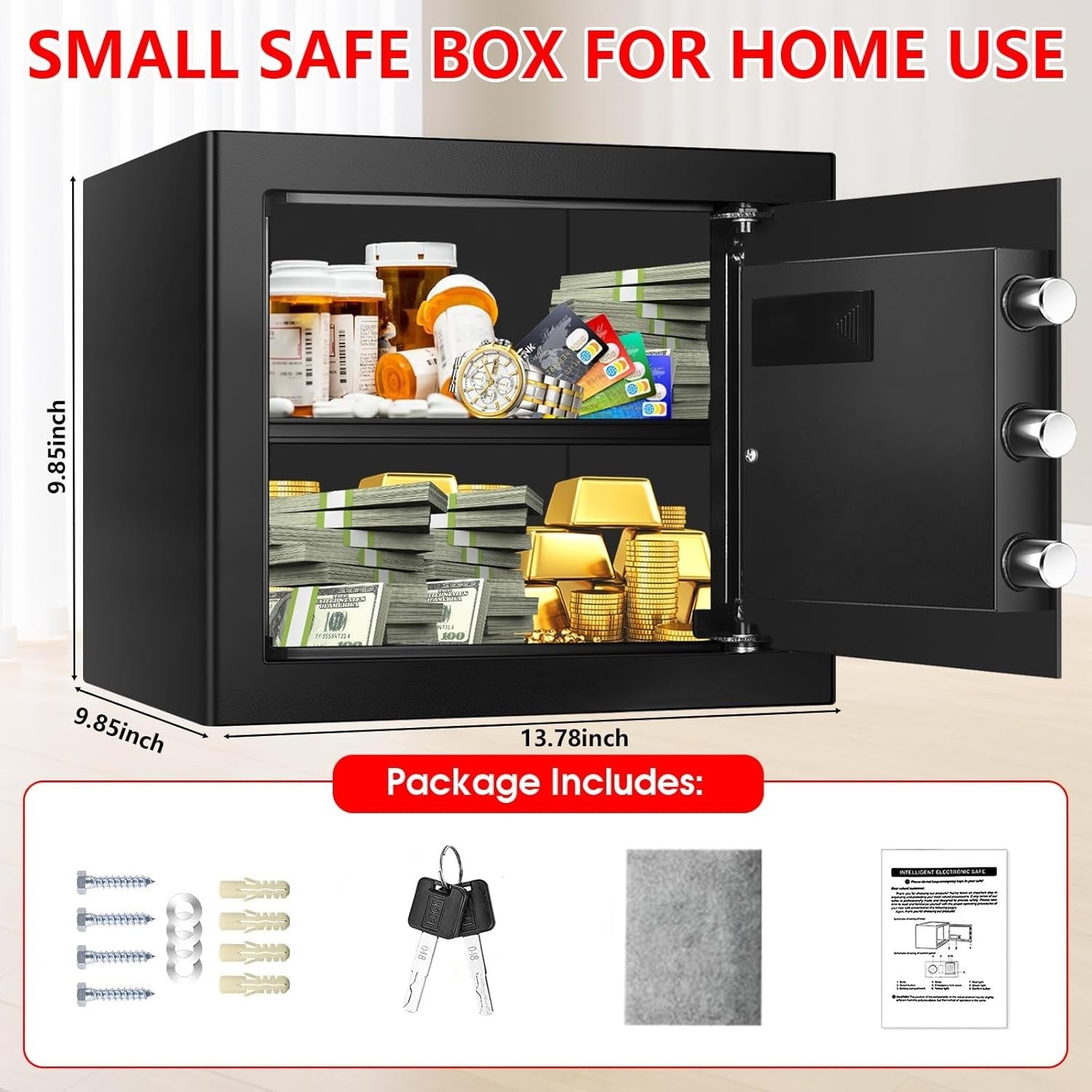 1.3 Cu Ft Fireproof Safe Box Digital Keypad Cash Document Security