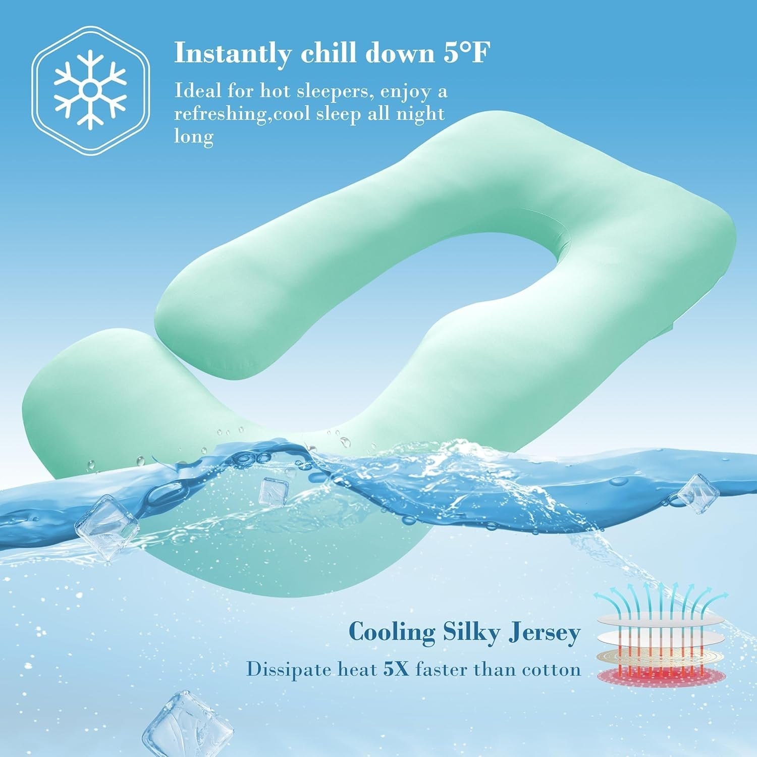 U Shape Pregnancy Pillow 57” Full Body Maternity Support Cooling