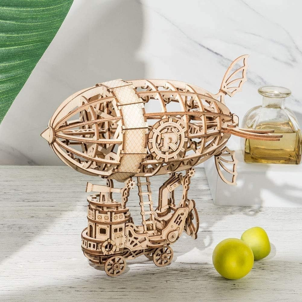 3D Wooden Airship Puzzle Kit – DIY Steampunk Model for Teens & Adults