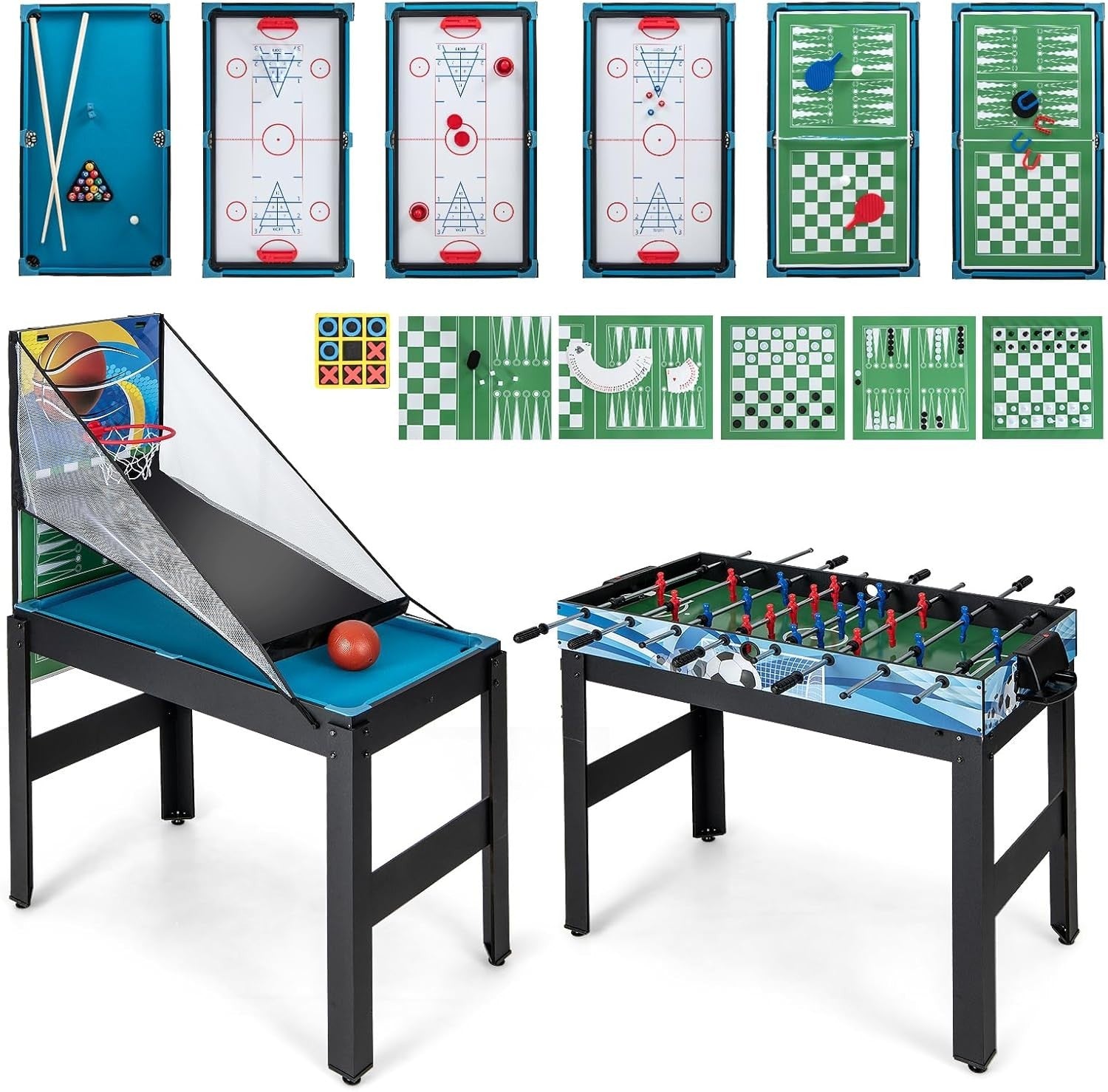 14 in 1 Multi Game Table Air Hockey Pool Foosball Tennis Arcade Set