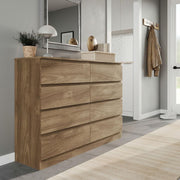Large 8 Drawer Oak Chest Bedroom Storage Unit Modern Dresser Cabinet