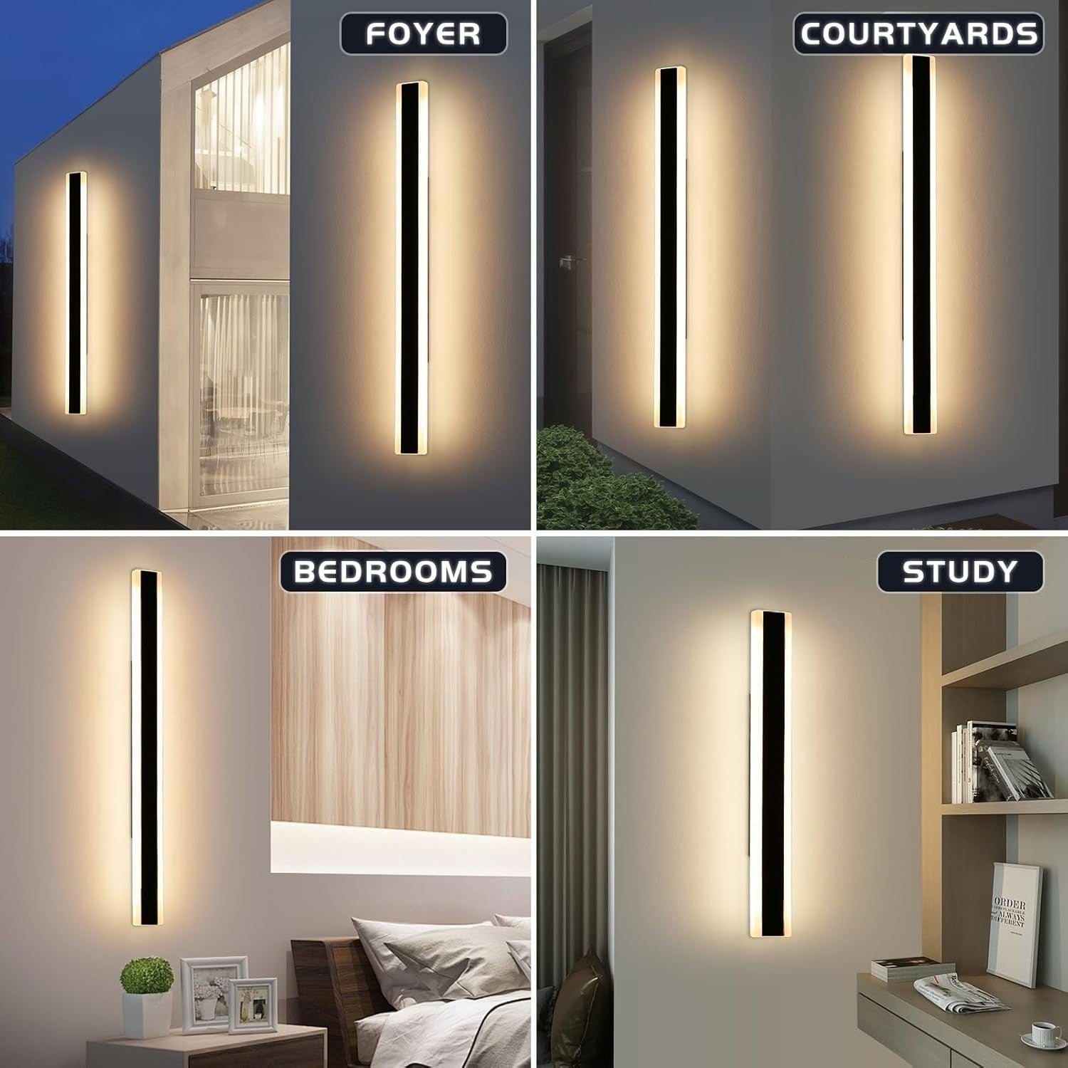 150cm LED Outdoor Wall Lights IP65 3 Color Modern Strip Lights for Garden