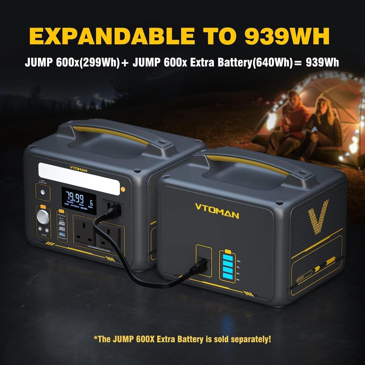 Portable Power Station 600W Solar Generator 299Wh USB-C AC RV Camping