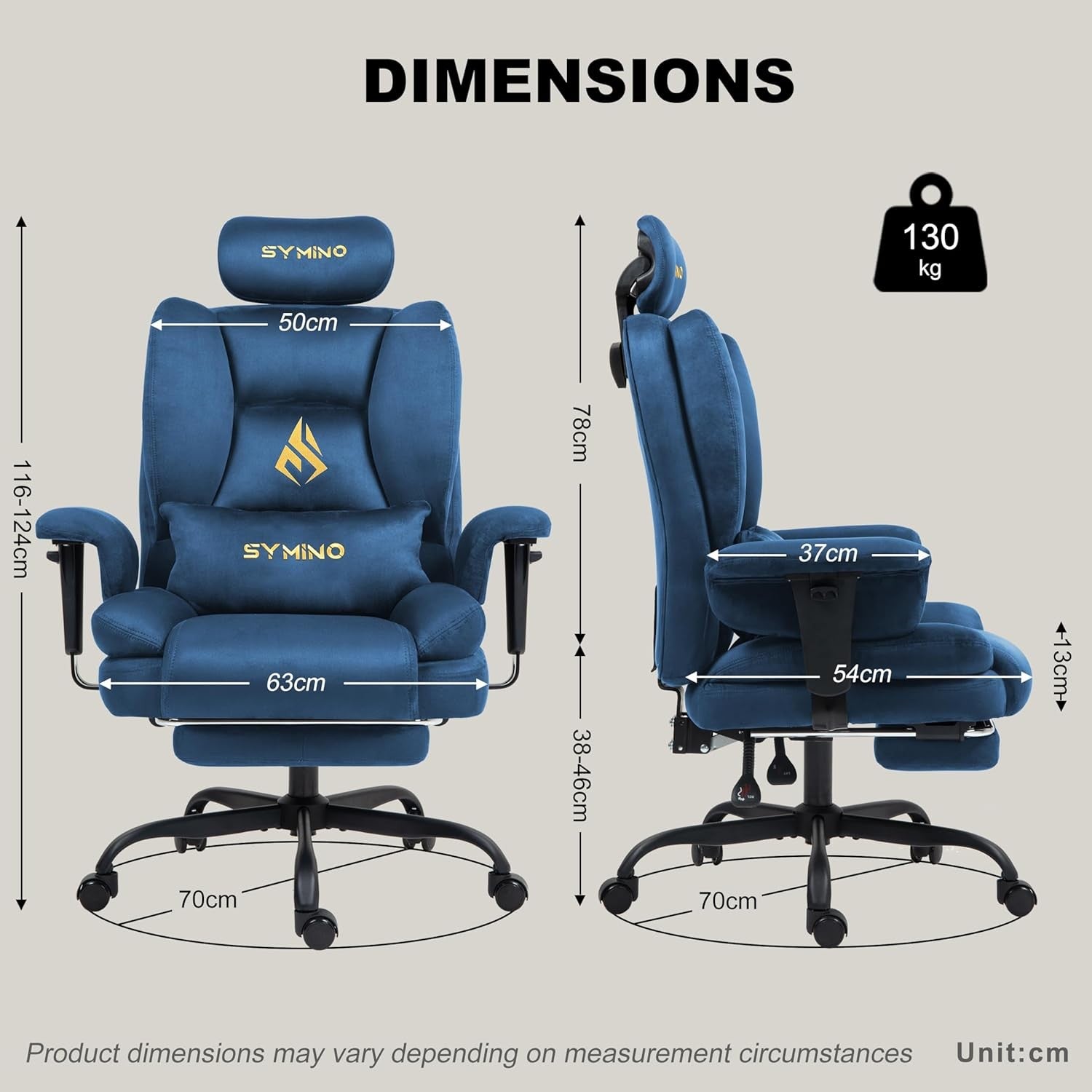 Ergonomic Gaming Chair w/ Footrest Pocket Spring Support Blue