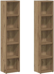 2 Pack CD Storage Cabinets Media Shelf Bookcase Display Unit Oak 80 CD