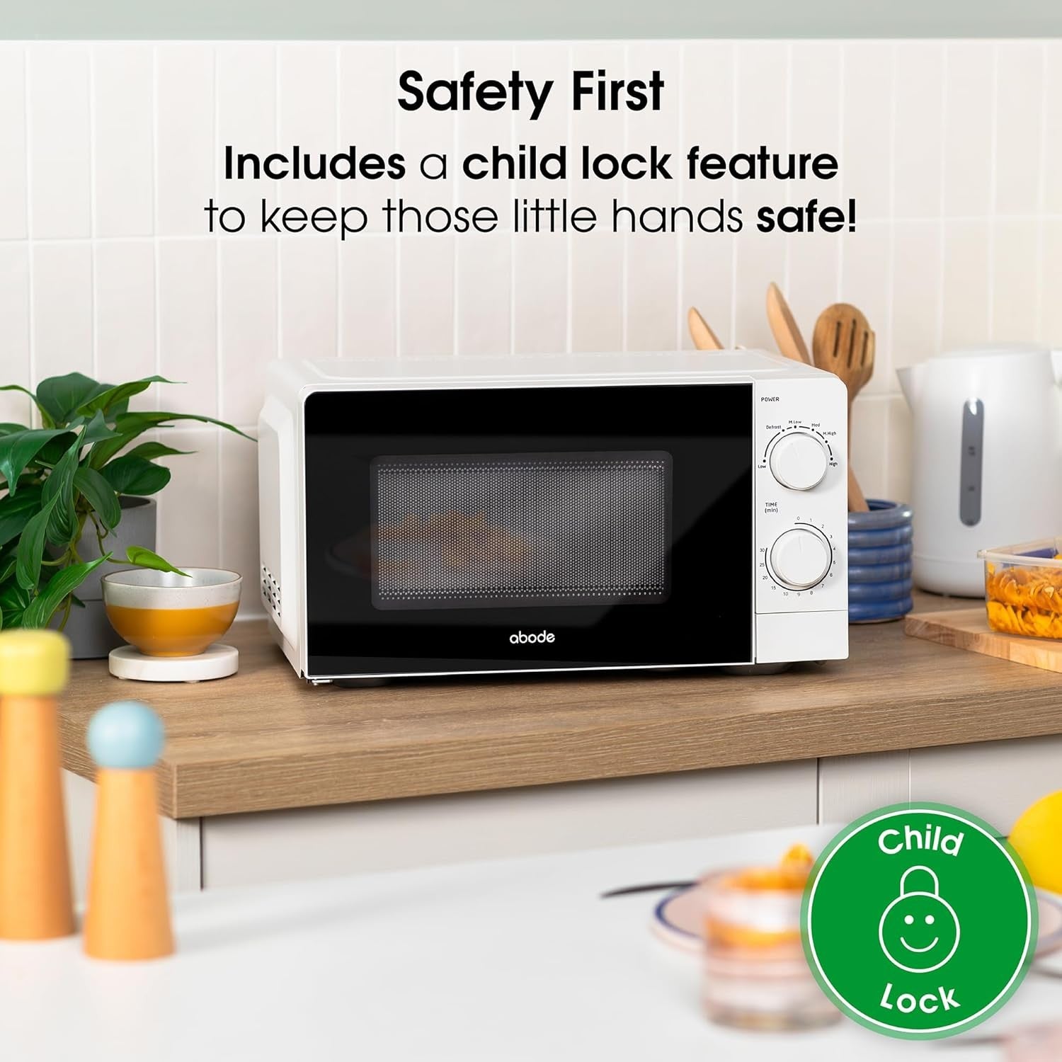 White 20L 700W Manual Microwave Oven 5 Power Levels Defrost