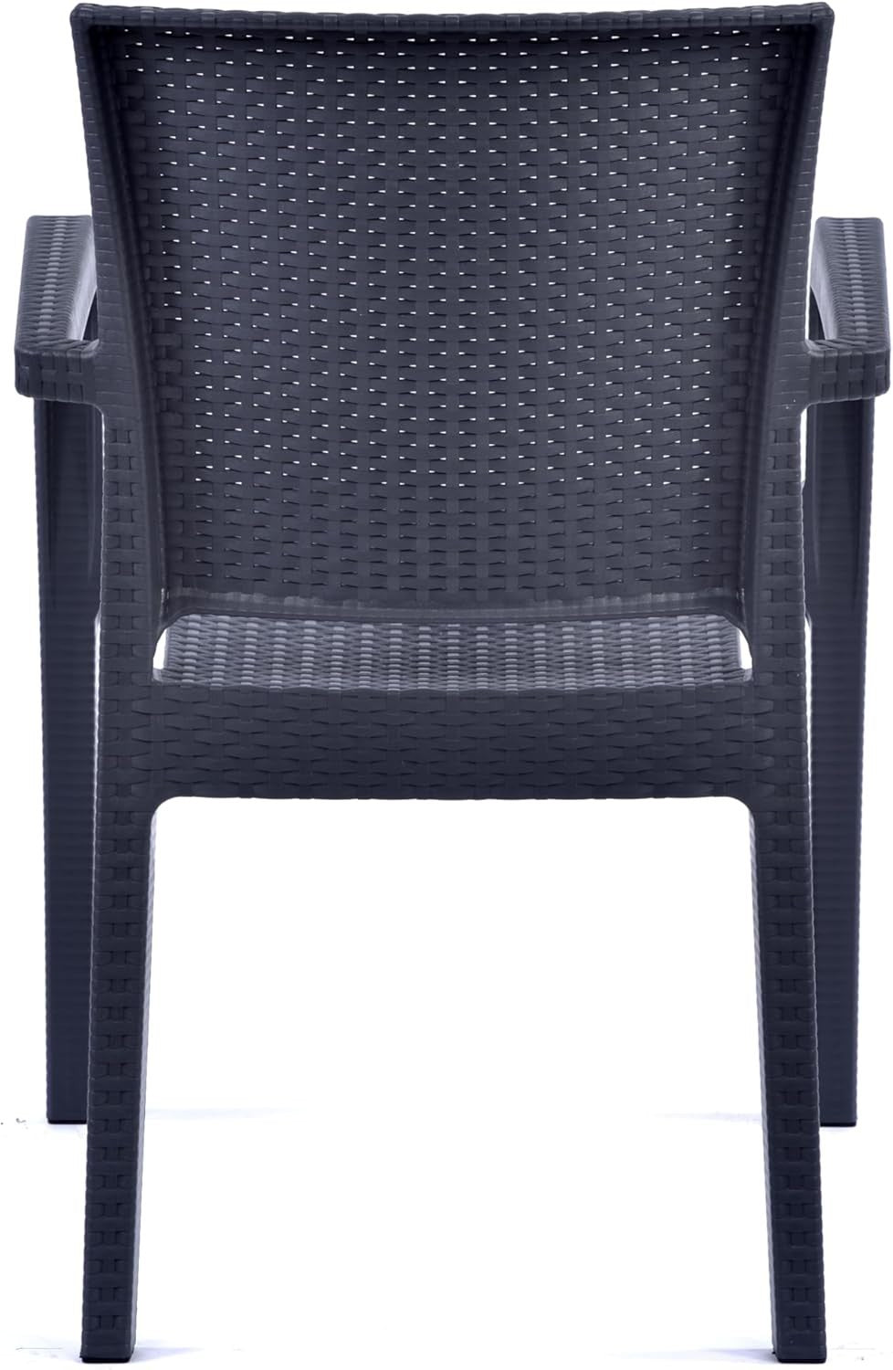 Stackable Rattan Effect Arm Chair Indoor Outdoor Commercial Patio Seating
