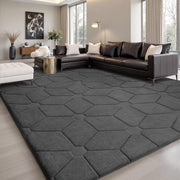 Extra Large Dark Grey Area Rug 200x290cm Washable Anti Slip Short Pile