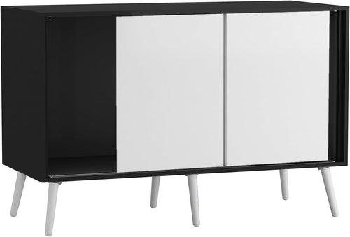 White Door Sliding Sideboard Cabinet 3 Door Storage Unit Modern Design