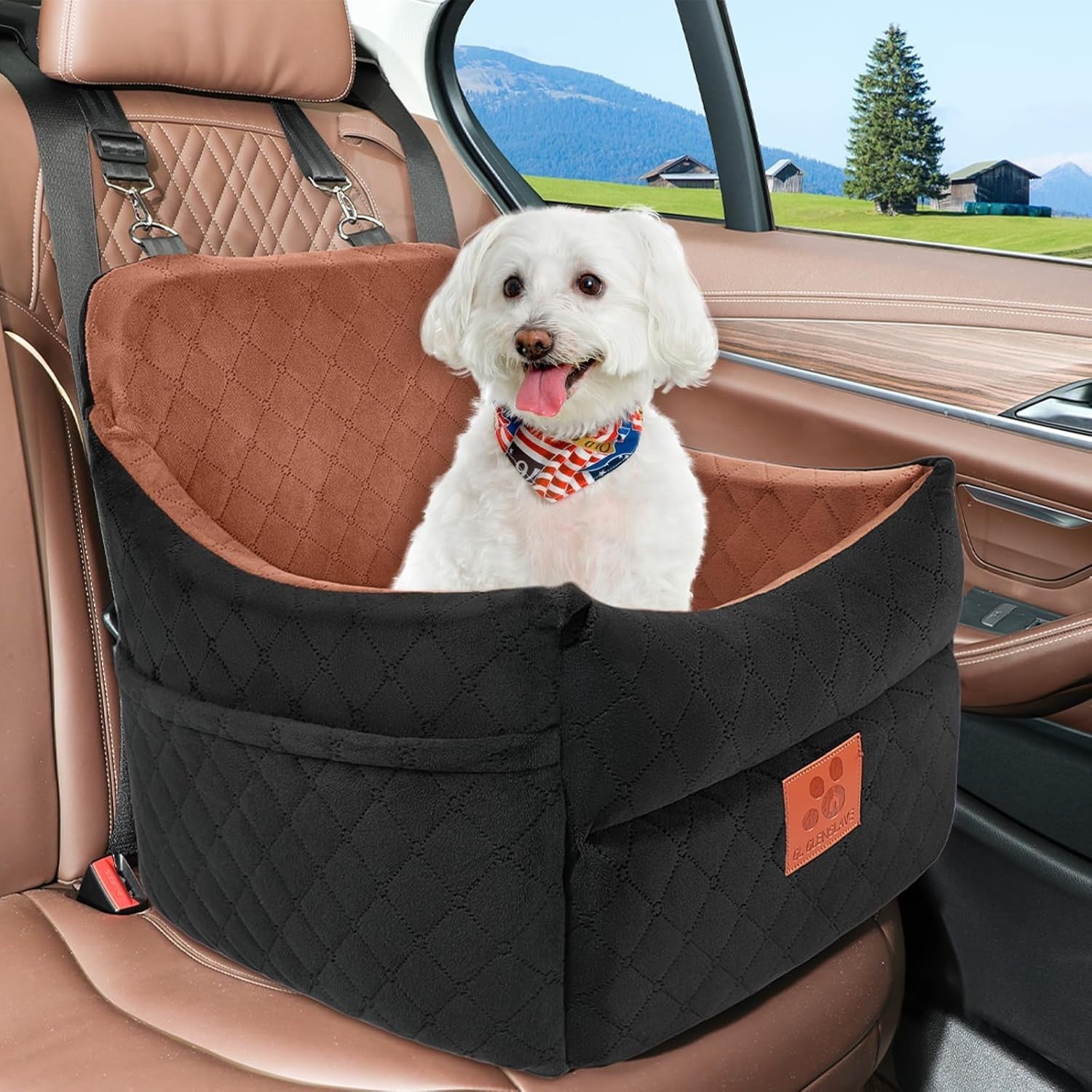 Memory Foam Dog Car Booster Seat Washable Travel Bed Up to 35lbs