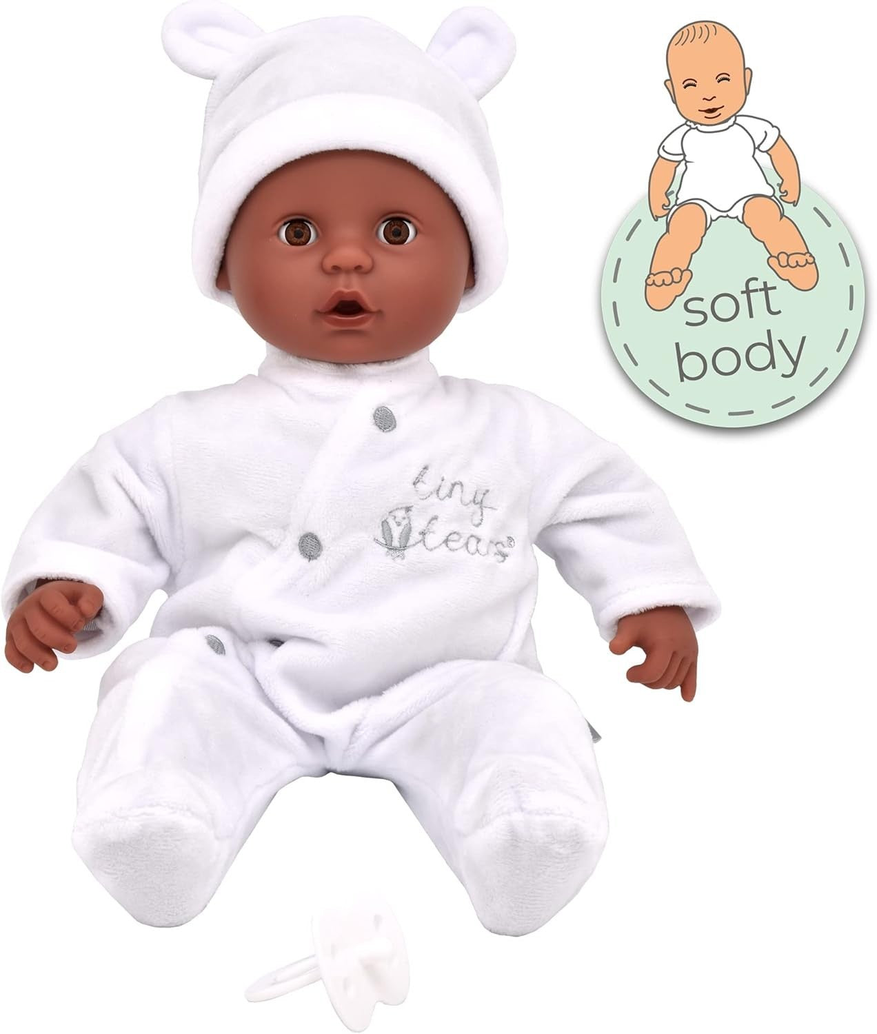 Soft Baby Doll 38cm Sleeping Eyes Cuddly Toddler Toy with Dummy