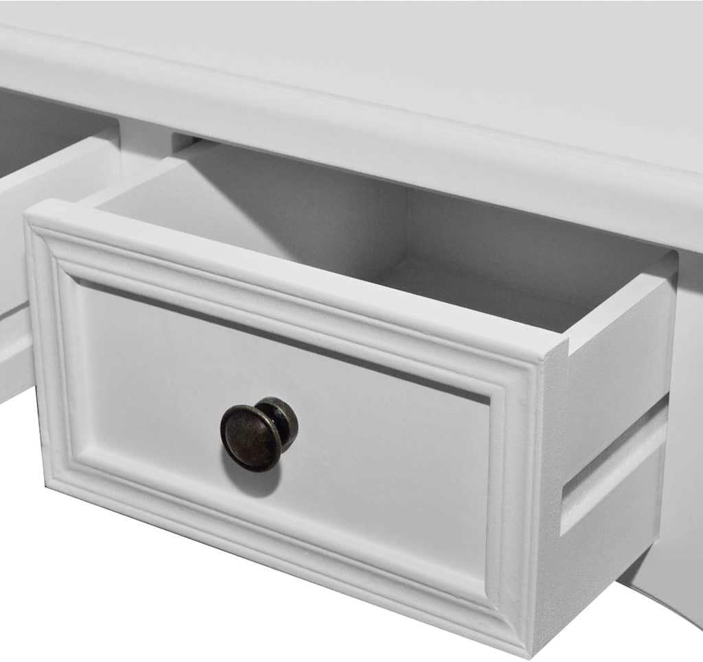 Stylish White Console Table with 3 Drawers - Compact, Durable & Easy Assembly