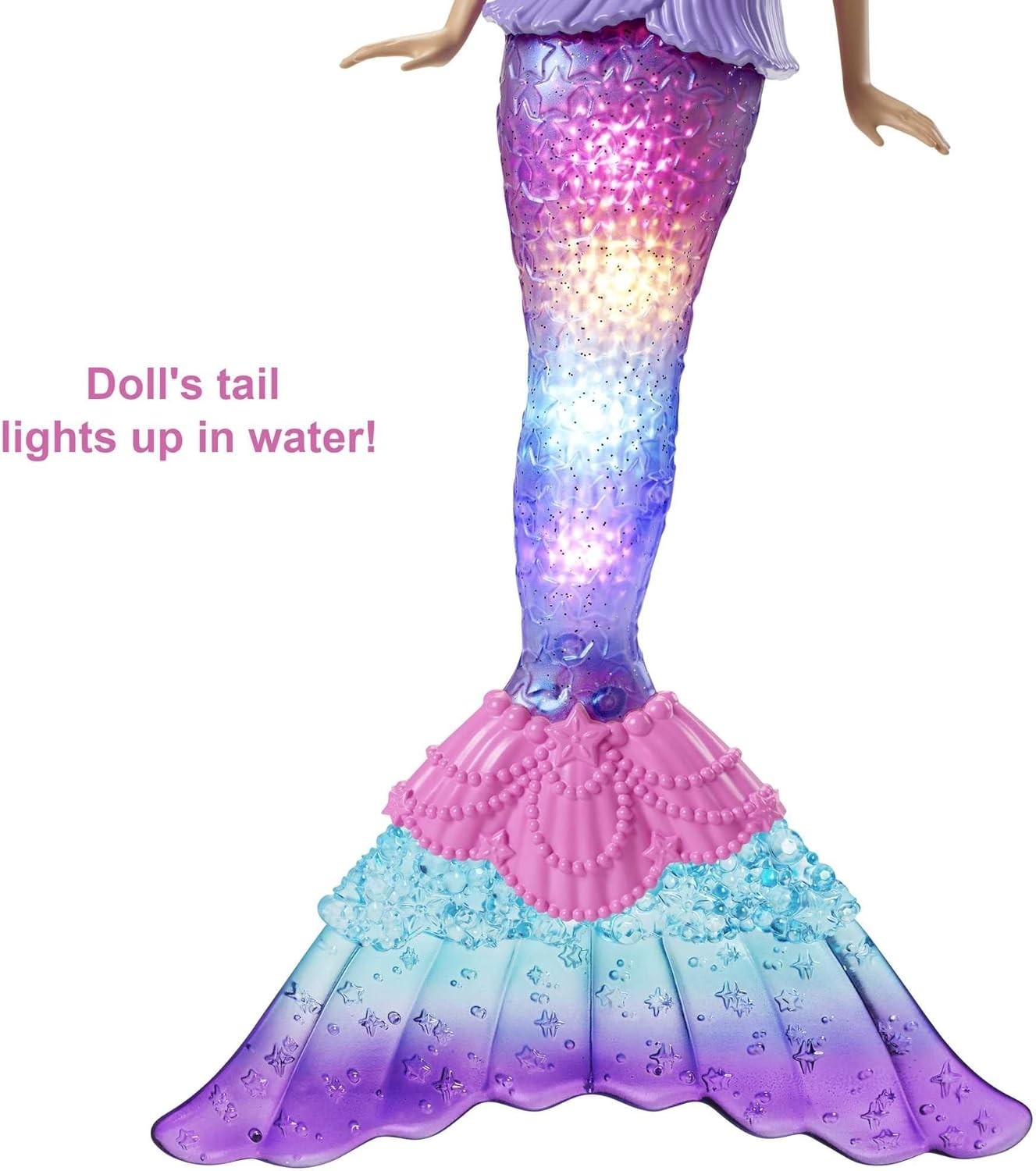 Mermaid Doll Light-Up Tail Water Activated Pink Hair Bath Toy
